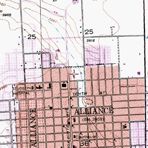 Topographic Map of Bulldog Stadium, NE