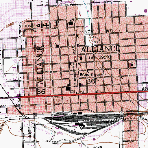 Topographic Map of Alliance Public Library, NE