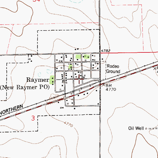 Topographic Map of Raymer, CO