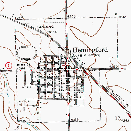 Topographic Map of Hemingford Public Library, NE