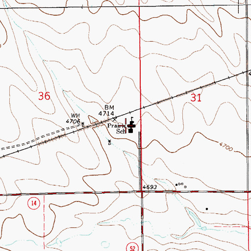 Topographic Map of Prairie Elementary School, CO