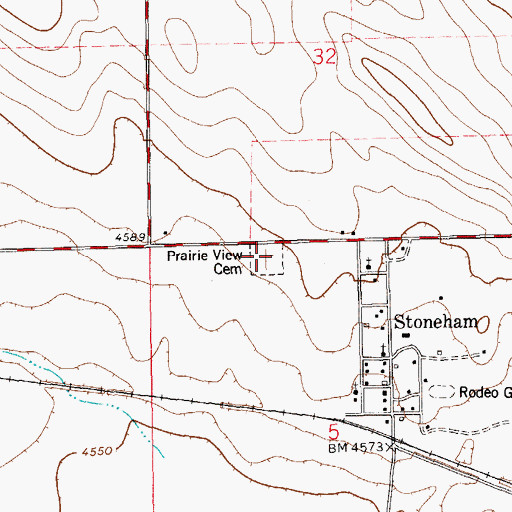 Topographic Map of Prairie View Cemetery, CO