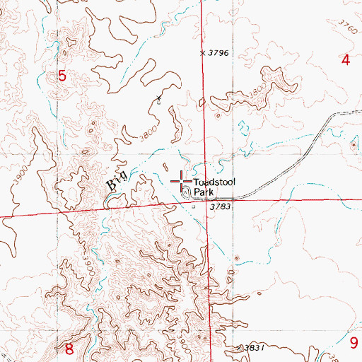 Topographic Map of Toadstool Trail, NE