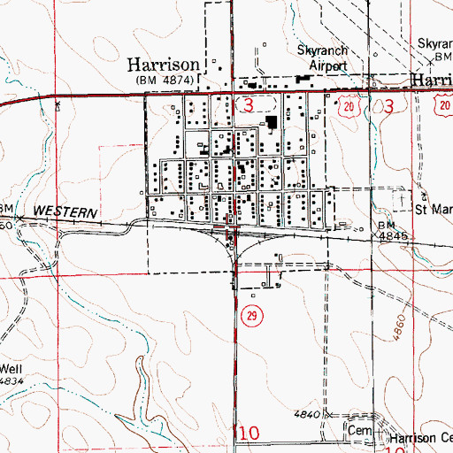 Topographic Map of Harrison (historical), NE