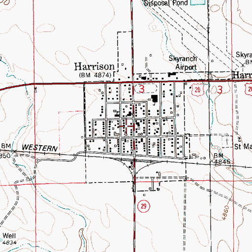 Topographic Map of Harrison Post Office, NE