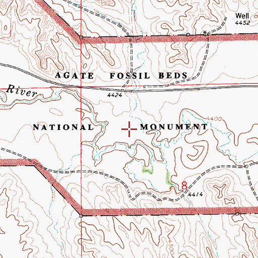 Topographic Map of Agate Fossil Beds Trail, NE