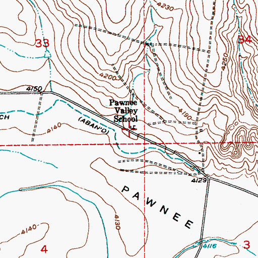 Topographic Map of Pawnee Valley School, CO