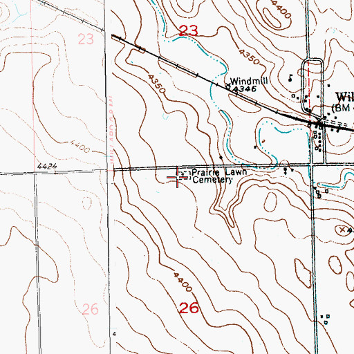 Topographic Map of Prairie Lawn Cemetery, CO