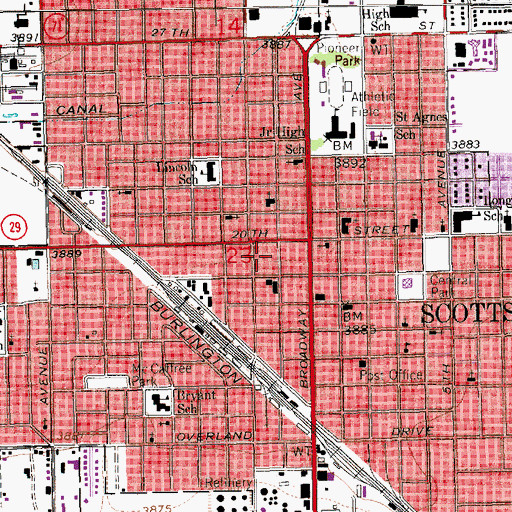 Topographic Map of Scottsbluff Post Office, NE