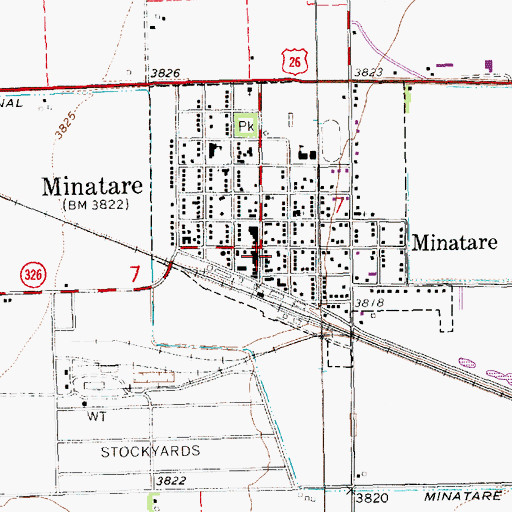 Topographic Map of Minatare Post Office, NE