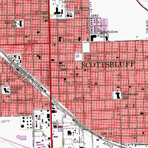 Topographic Map of Platte Valley Bible College Library, NE