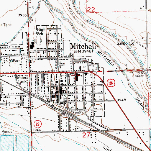 Topographic Map of Mitchell Elementary School, NE