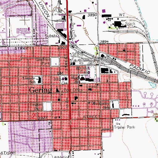 Topographic Map of Gering Junior High School, NE