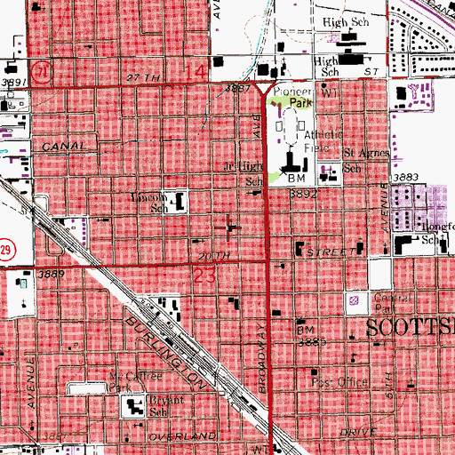 Topographic Map of First Christian Church, NE