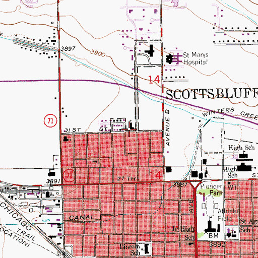 Topographic Map of Seventh Day Adventist Church, NE