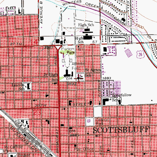 Topographic Map of Saint Agnes Catholic Church, NE