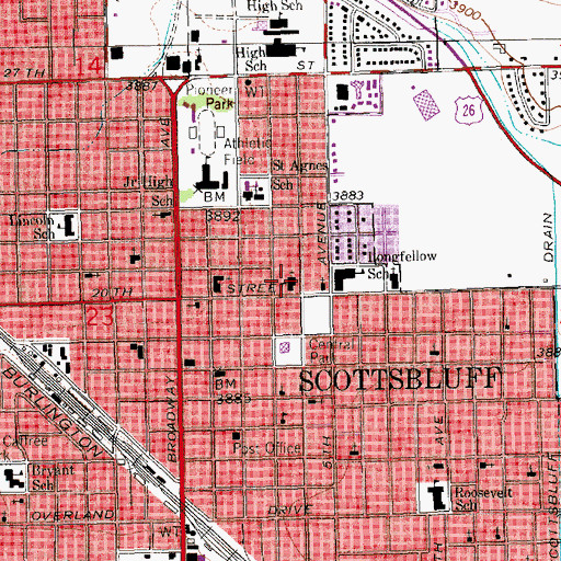 Topographic Map of First United Methodist Church, NE