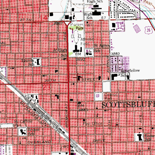 Topographic Map of First Presbyterian Church, NE