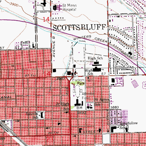 Topographic Map of Calvary Lutheran Church, NE