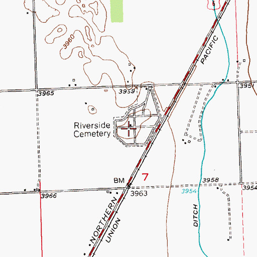 Topographic Map of Riverside Cemetery, CO