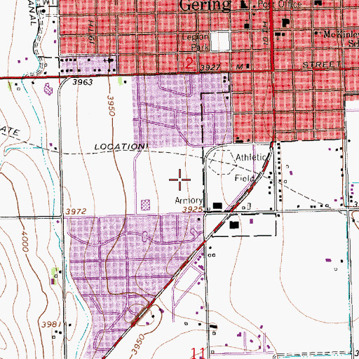 Topographic Map of Gering Municipal Swimming Pool, NE