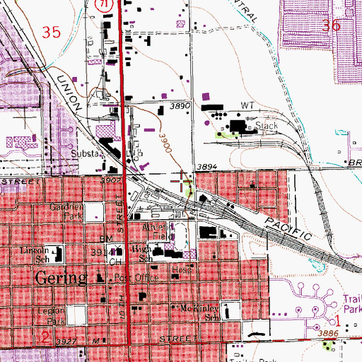 Topographic Map of Union Pacific Park, NE