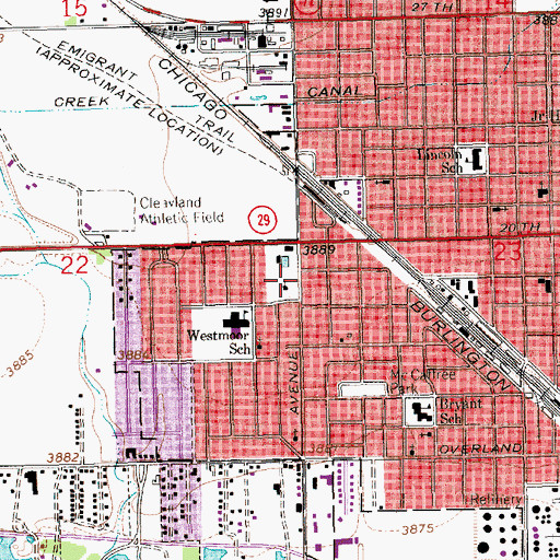 Topographic Map of Westmoor Park, NE