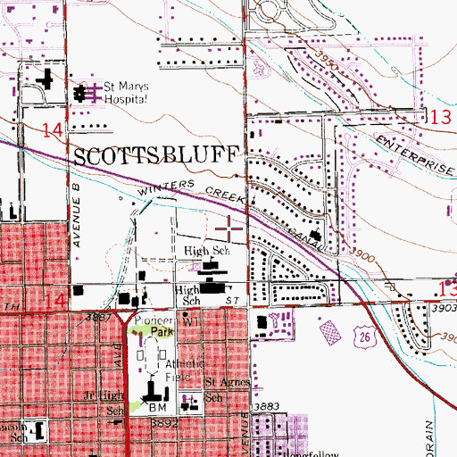 Topographic Map of Terry Carpenter Park and Recreation Area, NE