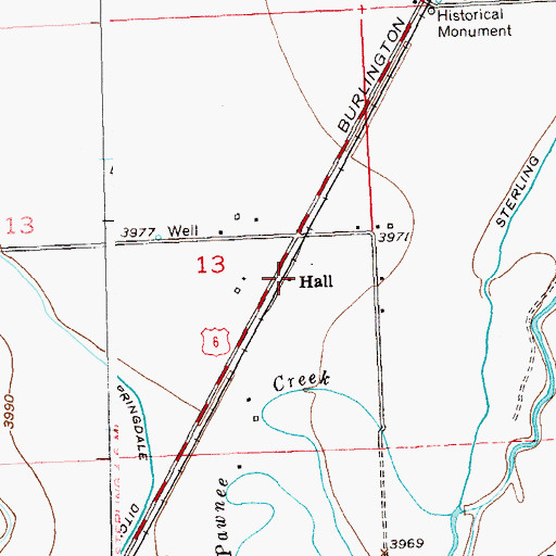 Topographic Map of Hall, CO