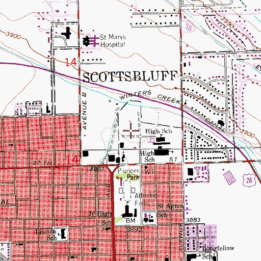 Topographic Map of Twenty-three Club Baseball Fields, NE