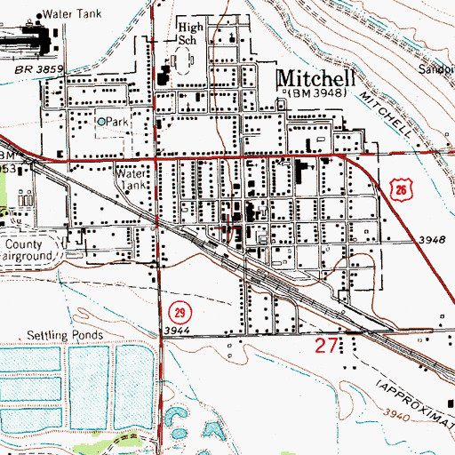 Topographic Map of Mitchell Police Department, NE
