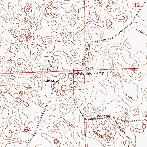 Topographic Map of Buffalo Camp, CO