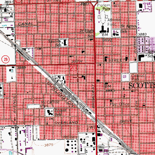 Topographic Map of Scottsbluff Fire Department Station 1 Headquarters, NE