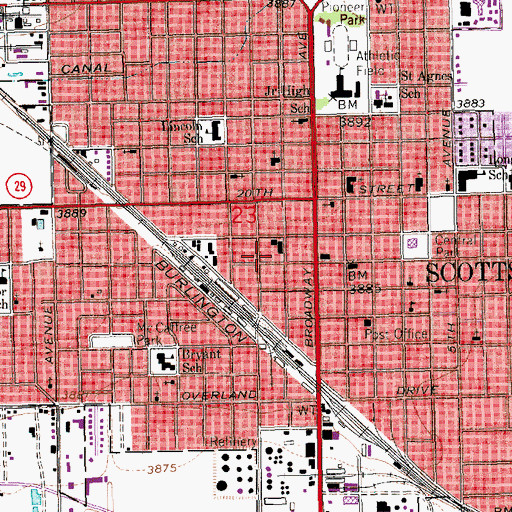 Topographic Map of Scottsbluff Police Department, NE