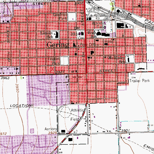 Topographic Map of Gering Volunteer Fire Department, NE