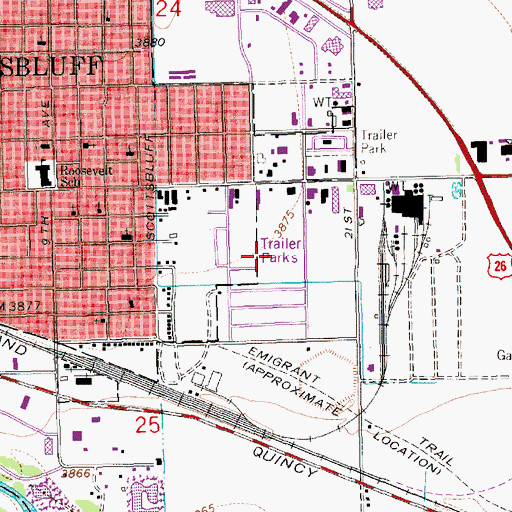 Topographic Map of Sunrise Village Mobile Home Park, NE