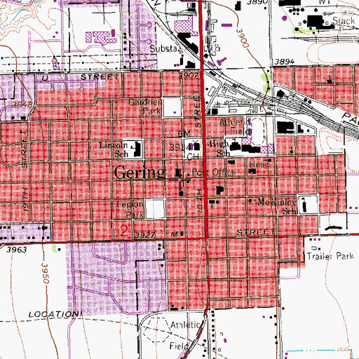 Topographic Map of Gering Public Library, NE