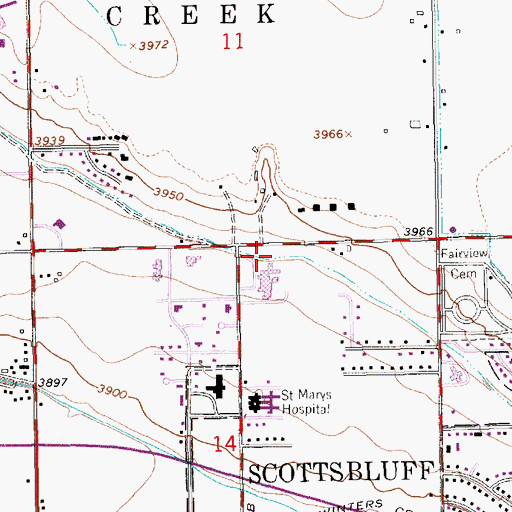 Topographic Map of Regional West Medical Center Resource Library, NE