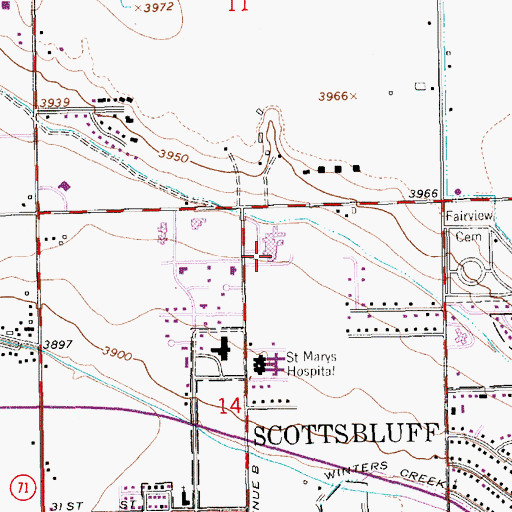Topographic Map of Regional West Medical Center, NE