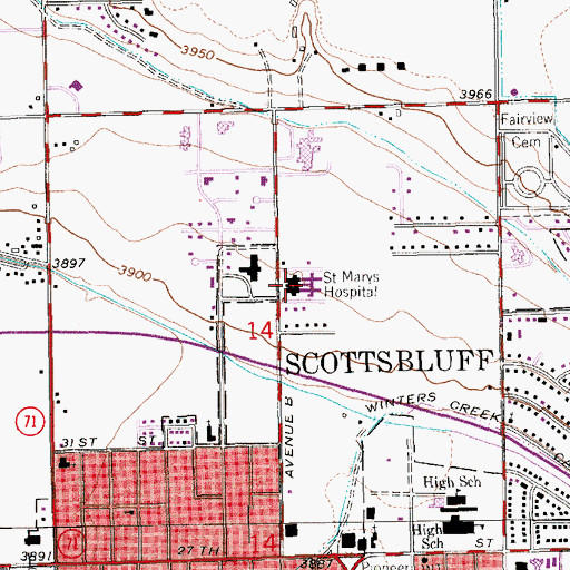 Topographic Map of Scottsbluff Nursing Center, NE