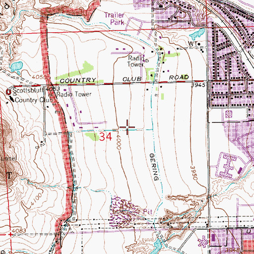 Topographic Map of Gering Municipal Golf Course, NE