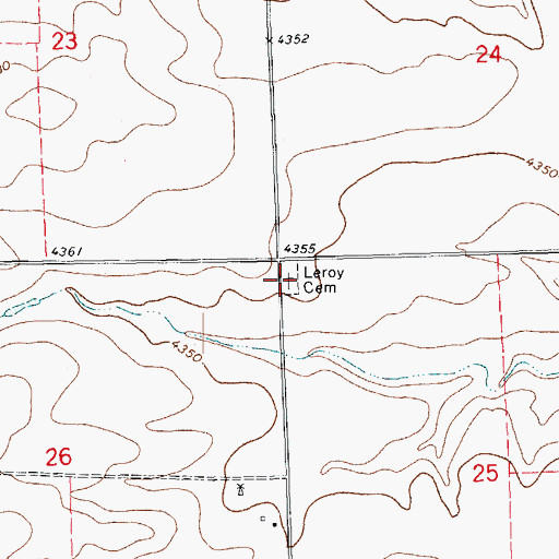 Topographic Map of Leroy Cemetery, CO