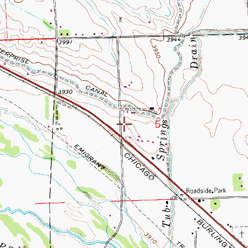 Topographic Map of Scottsbluff/Chimney Rock KOA Campground, NE