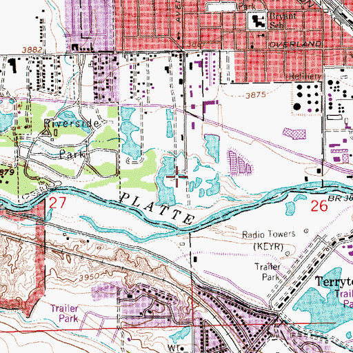 Topographic Map of Riverside Campground, NE