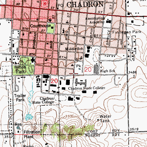 Topographic Map of Memorial Park, NE