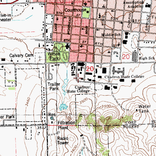 Topographic Map of Hildreth Hall, NE