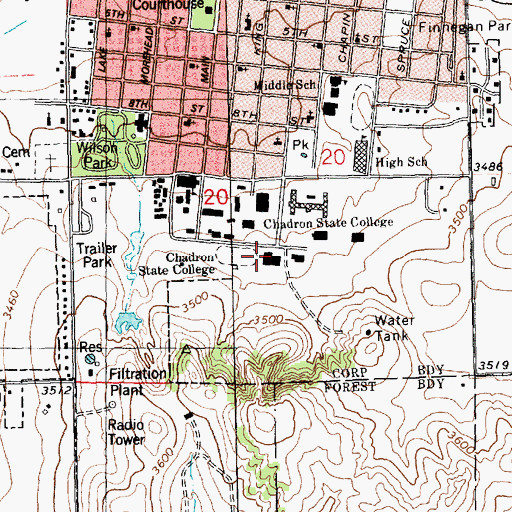 Topographic Map of Armstrong Gym, NE