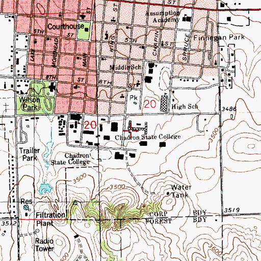 Topographic Map of Andrews Hall, NE