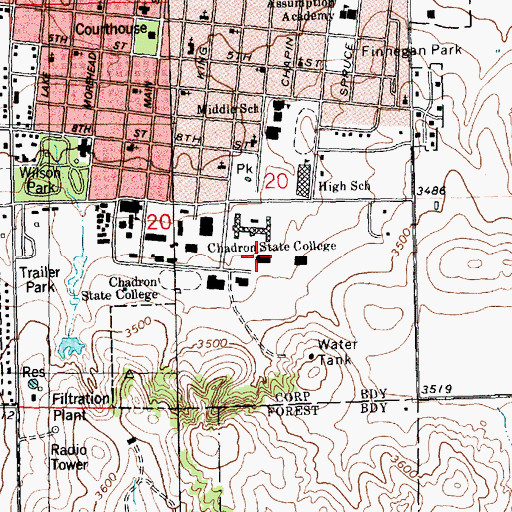 Topographic Map of Math and Science Building, NE