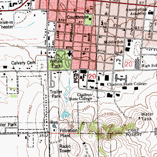 Topographic Map of Edna G Work Wing, NE